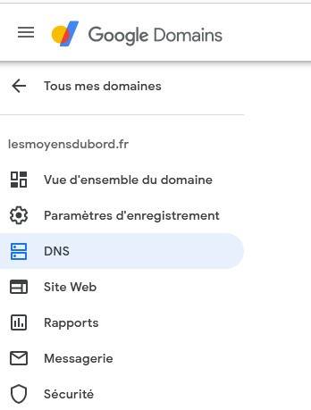 Menu de gestion des DNS Menu de gestion des DNS